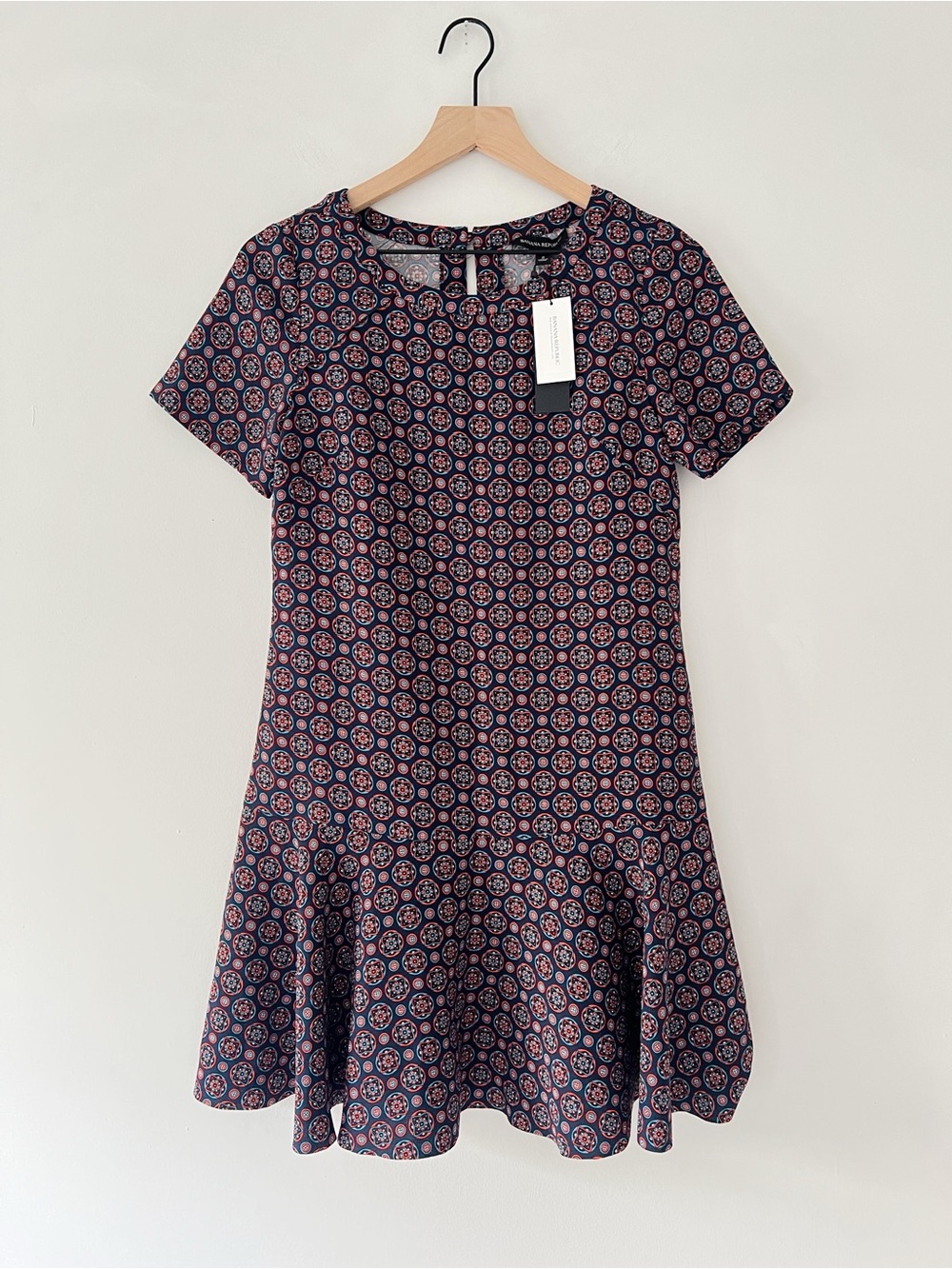 NWT‎ Banana Republic Foulard Print Flounce Dress short sleeve mini flare shift 2
